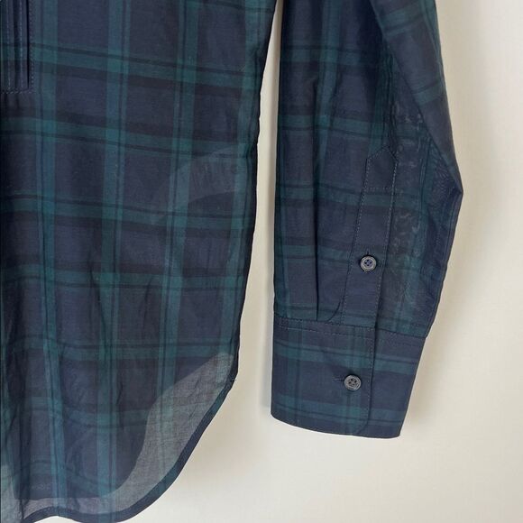 J. Crew Women'sTartan Tuxedo Shirt Blouse Button Down Shirt Cotton Silk Size 4 - Picture 3 of 10